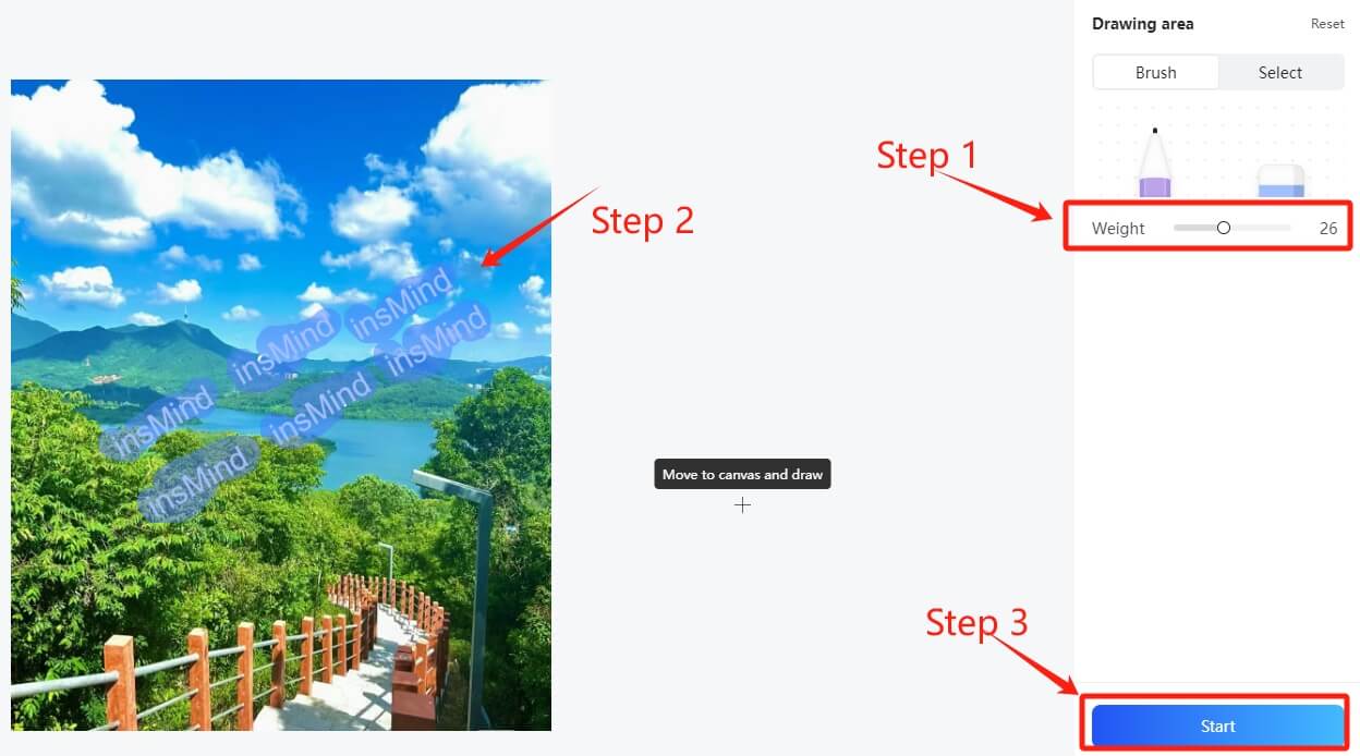 Tool in action removing watermarks and unwanted content from an image efficiently.