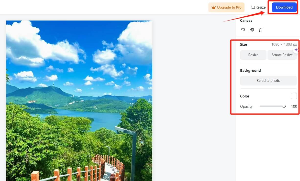 Image shows a user clicking the 'download' button to save a image.