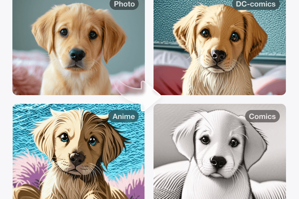 Magically turn your pet's photo into cartoon versions